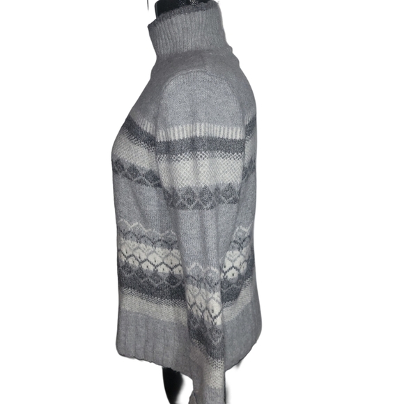 Aspen Grey and White Patterned Knit Mock Neck Sweater M - Picture 5 of 7